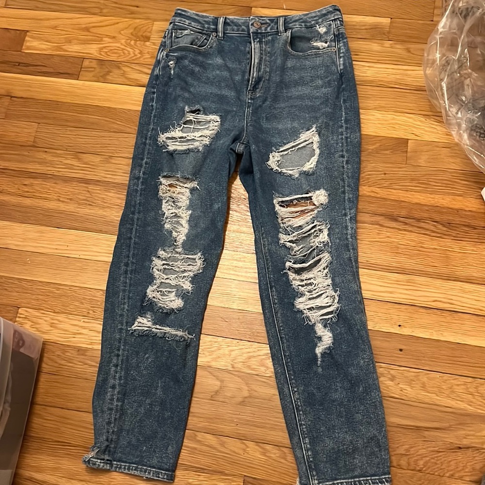 American Eagle ripped curvy mom jeans